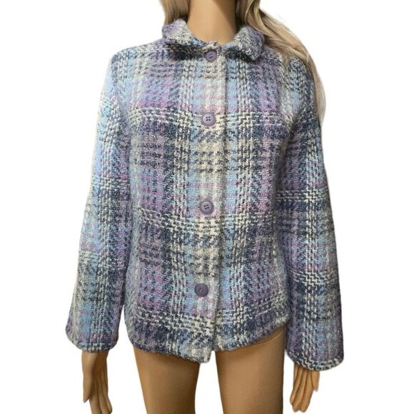 Weave of the Irish long sleeve jacket/top in purples, grays and blues sz M EUC - Picture 11 of 11